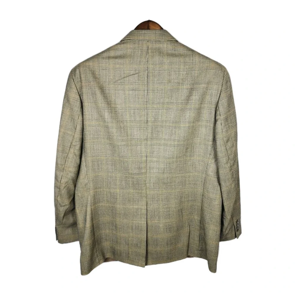 Chaps Ralph Lauren‎ Glen Plaid Blazer Sport Coat Mens 44T Brown Wool Old Career